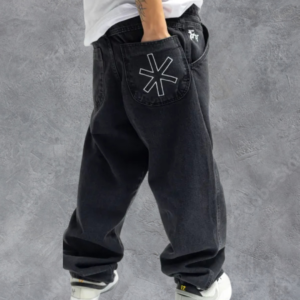 Calça Big Jeans Fire Reta Premium Star Lettering (Black Jeans)