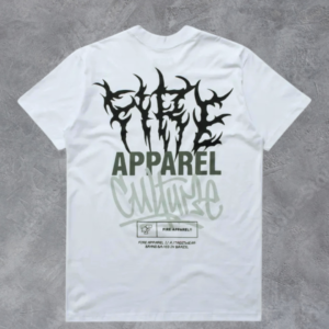 Camiseta Básica Fire Ghotic Letters (Branco)