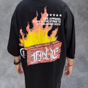 Camiseta Oversized Burning Bloc (Preto) - Imagem 4