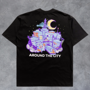 Camiseta Oversized Fire Moon Around The City (Preto) - Imagem 1